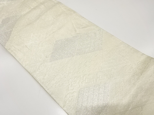 アンティーク　佐賀錦菱に古典柄模様織出し袋帯（材料）